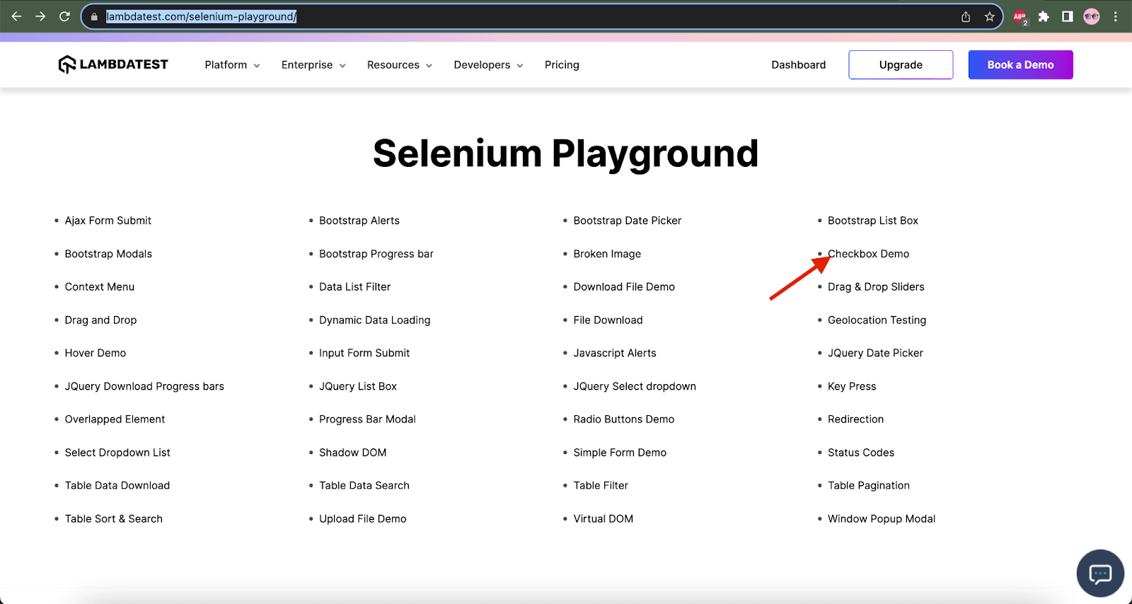 LambdaTest’s Selenium Playground