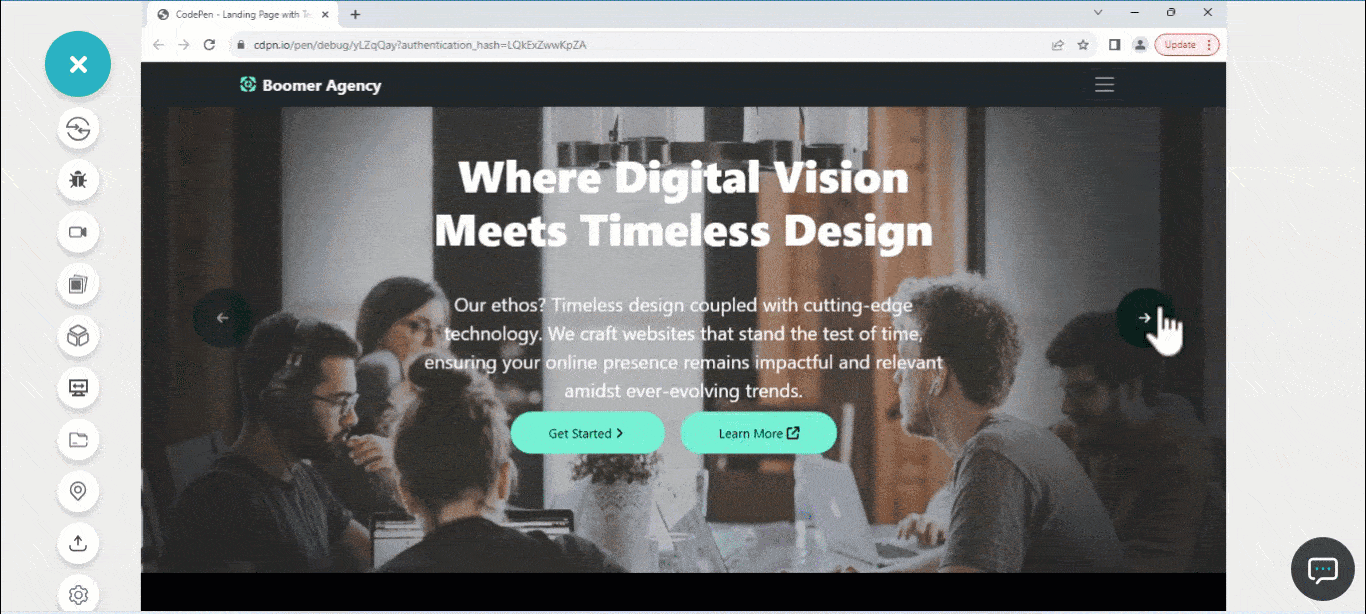 Landing Page With Text Carousel