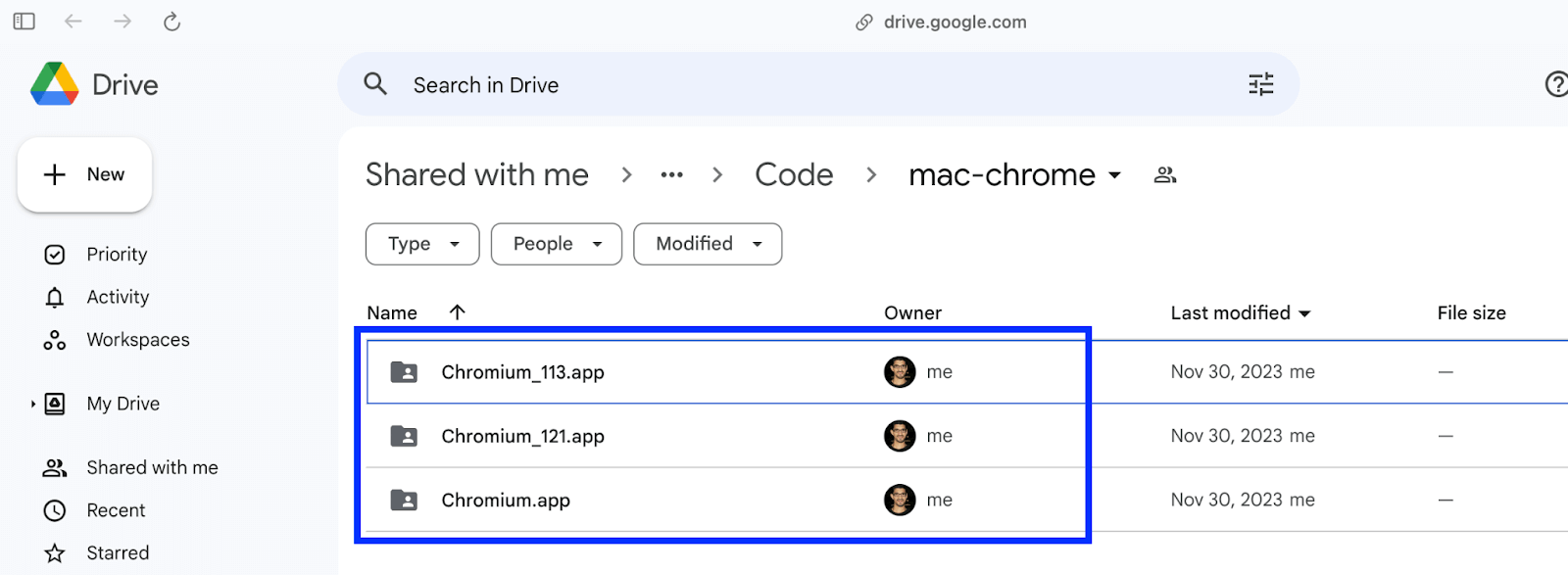 Chromium browser versions in the mac-chrome folder