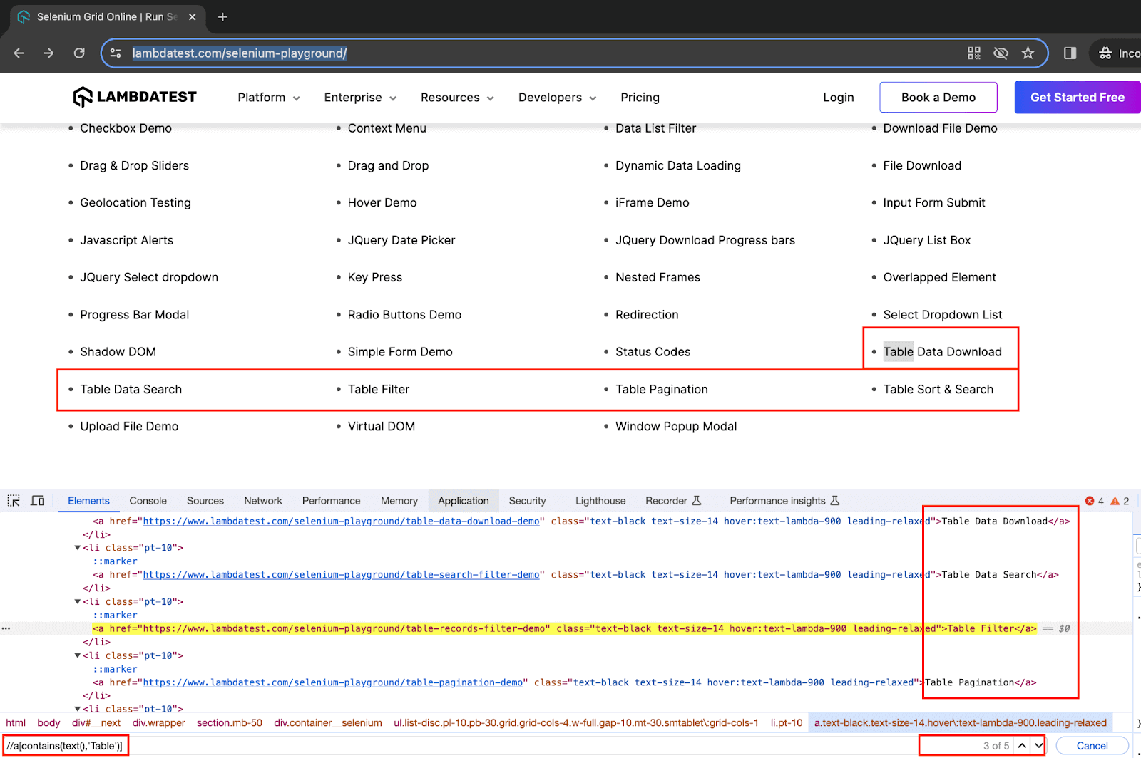 Elements tab, you can start writing your locator