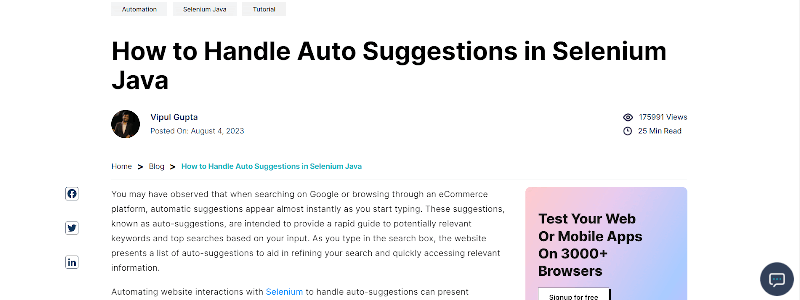 Handle Auto Suggestions