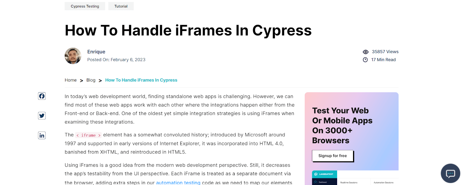 Handle iFrames In Cypress
