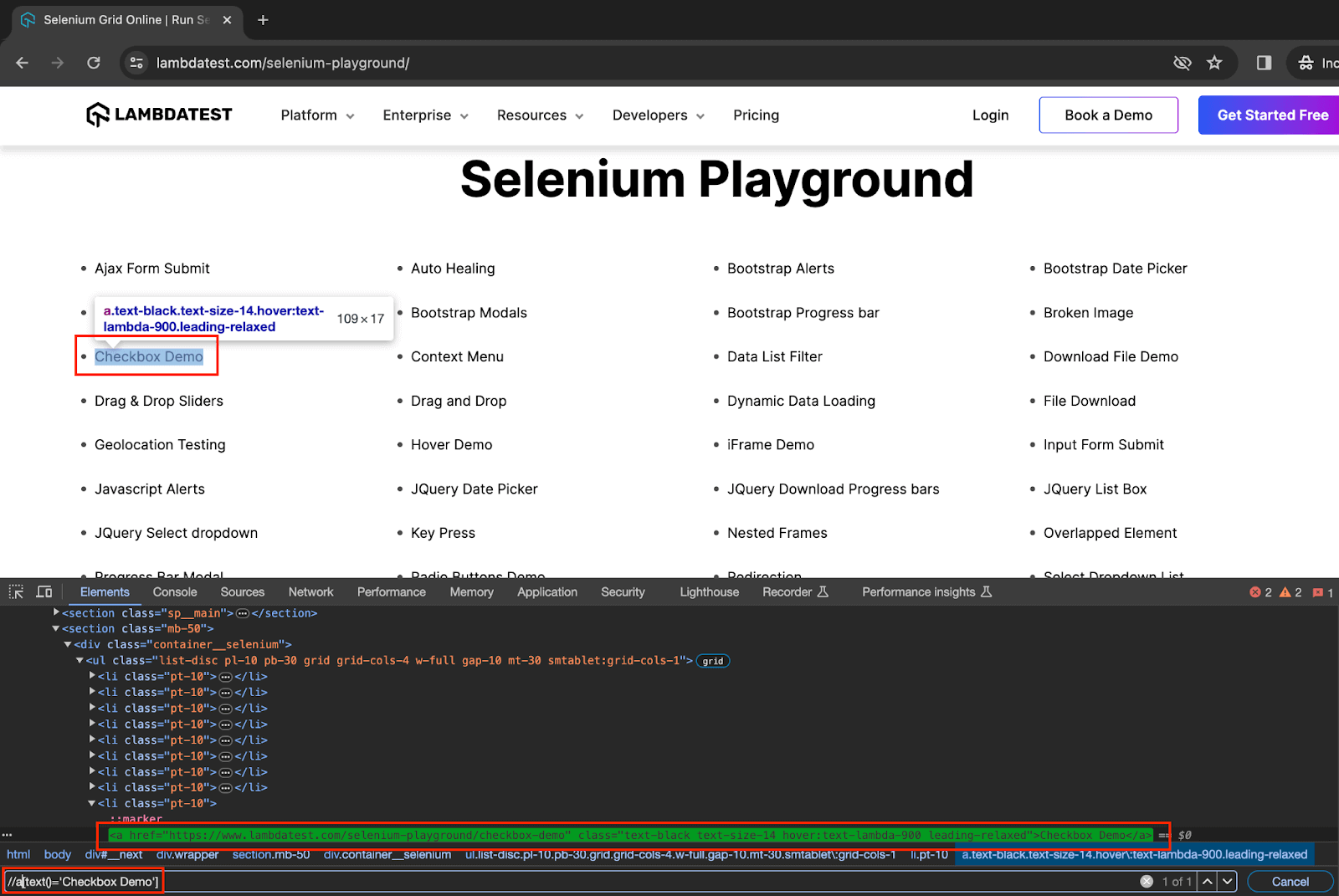  LambdaTest Selenium Playground