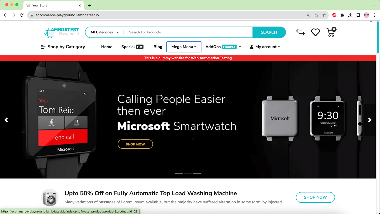 LambdaTest eCommerce Playground Website