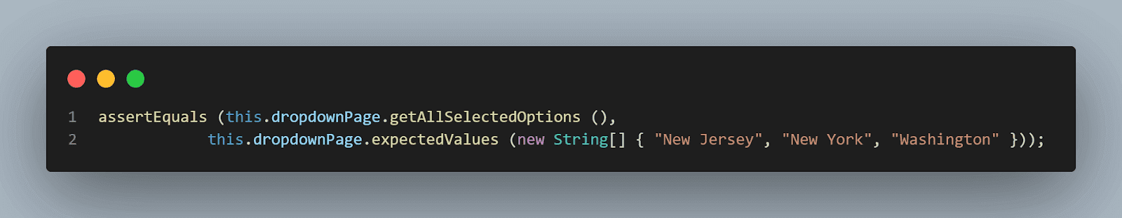 String using this method. getAllSelectedOption()