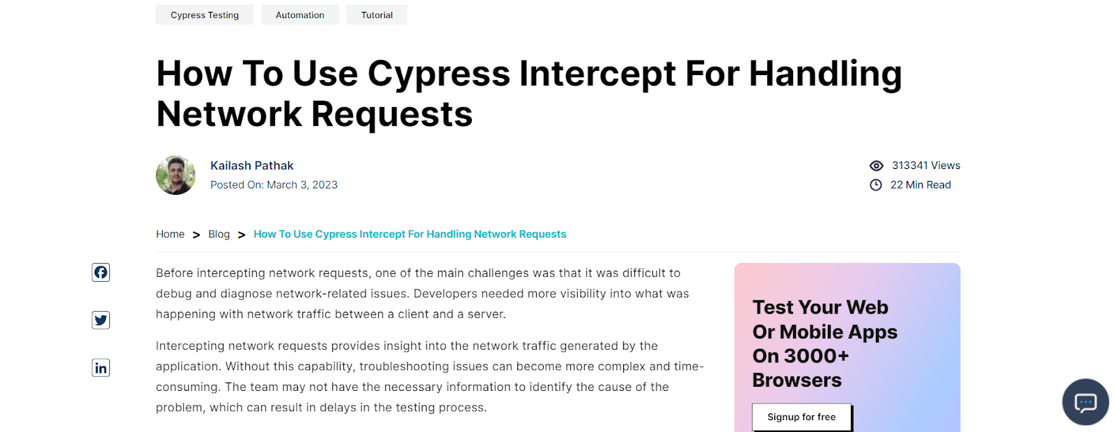 Use Cypress Intercept For Handling Network Requests