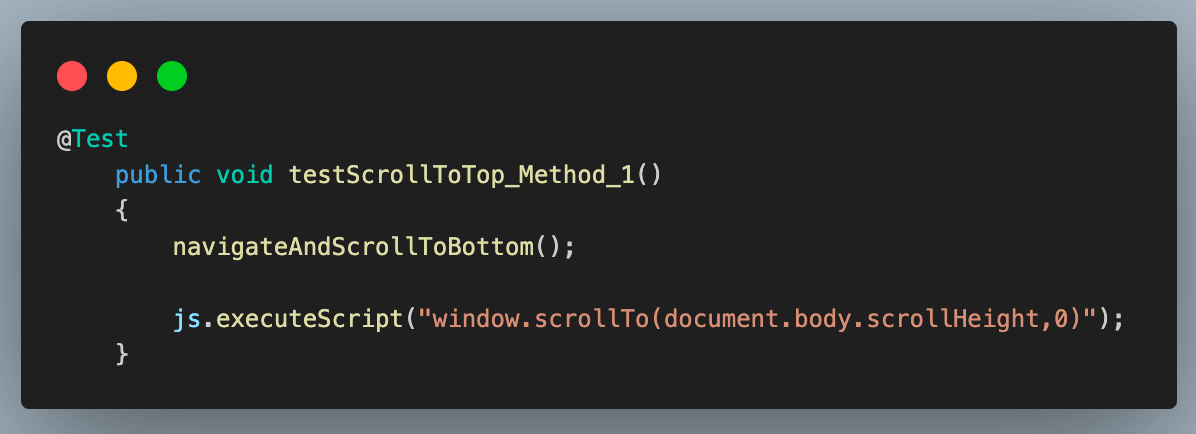  code in the first approach uses the scrollTo() method
