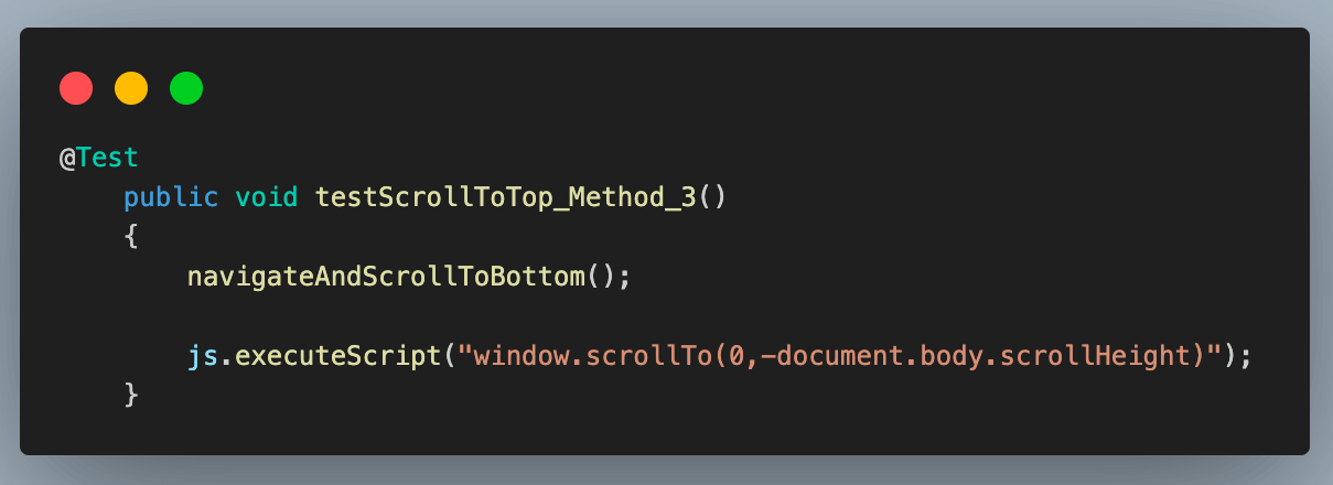  code passes the y-coordinate value as a negative max height to scroll to the top