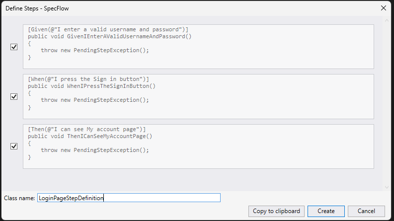 copy the steps definitions or add them to a class