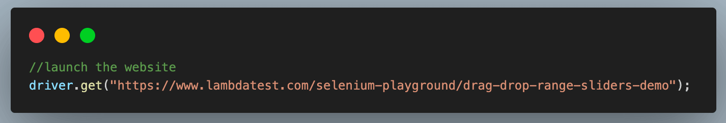 navigates to the Slider Demo page of LambdaTest Selenium Playground