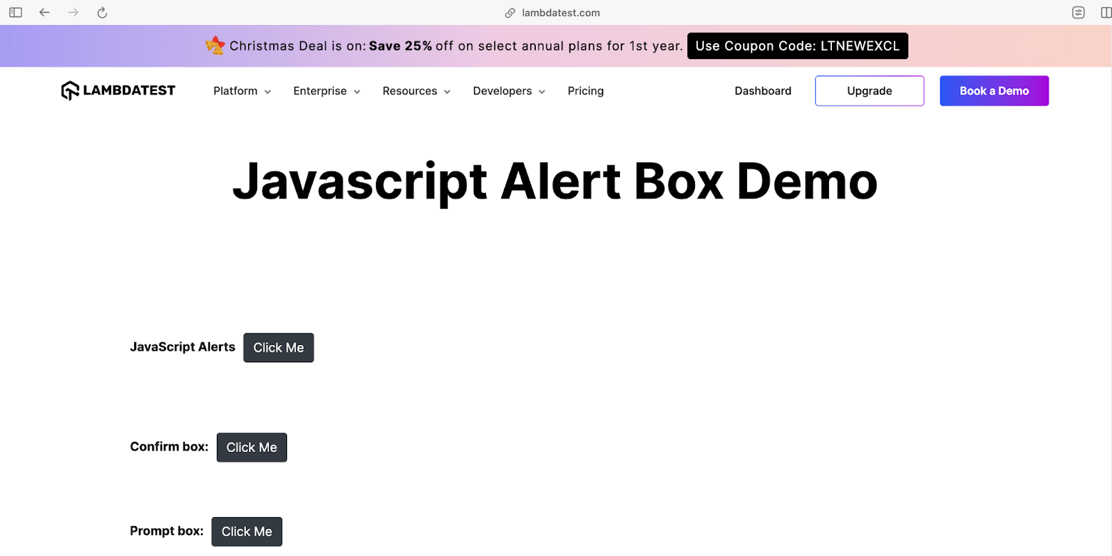 javascript alert demo