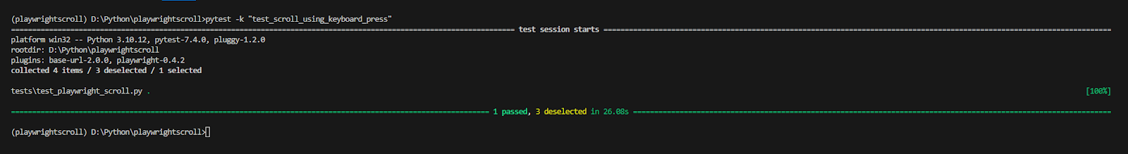 pytest -v  “test_scroll_using_keyboard_press”