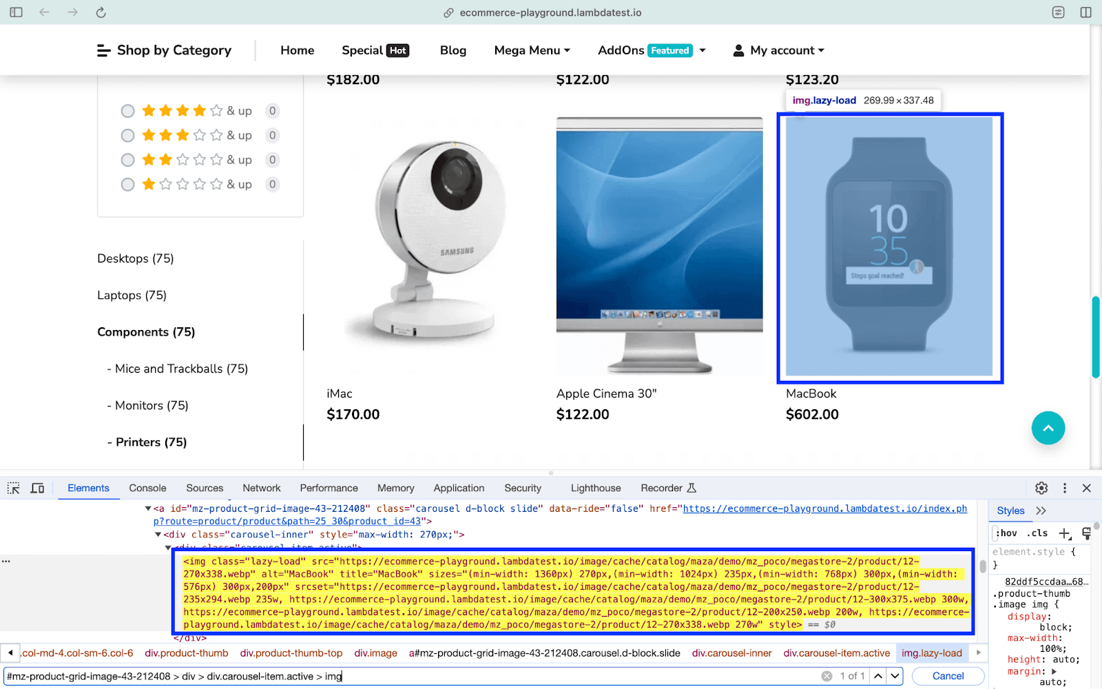 waitForSelector() method