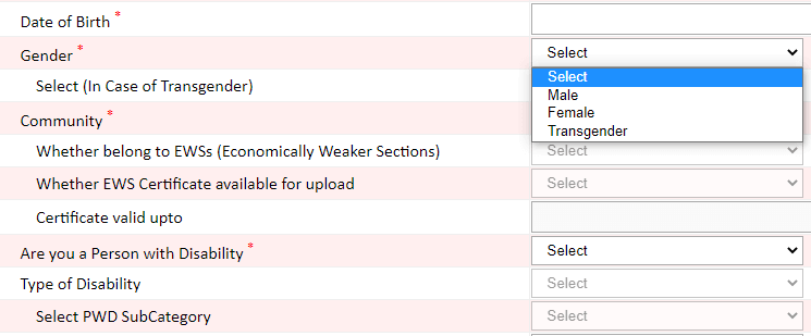 Form Filling Dropdown Options