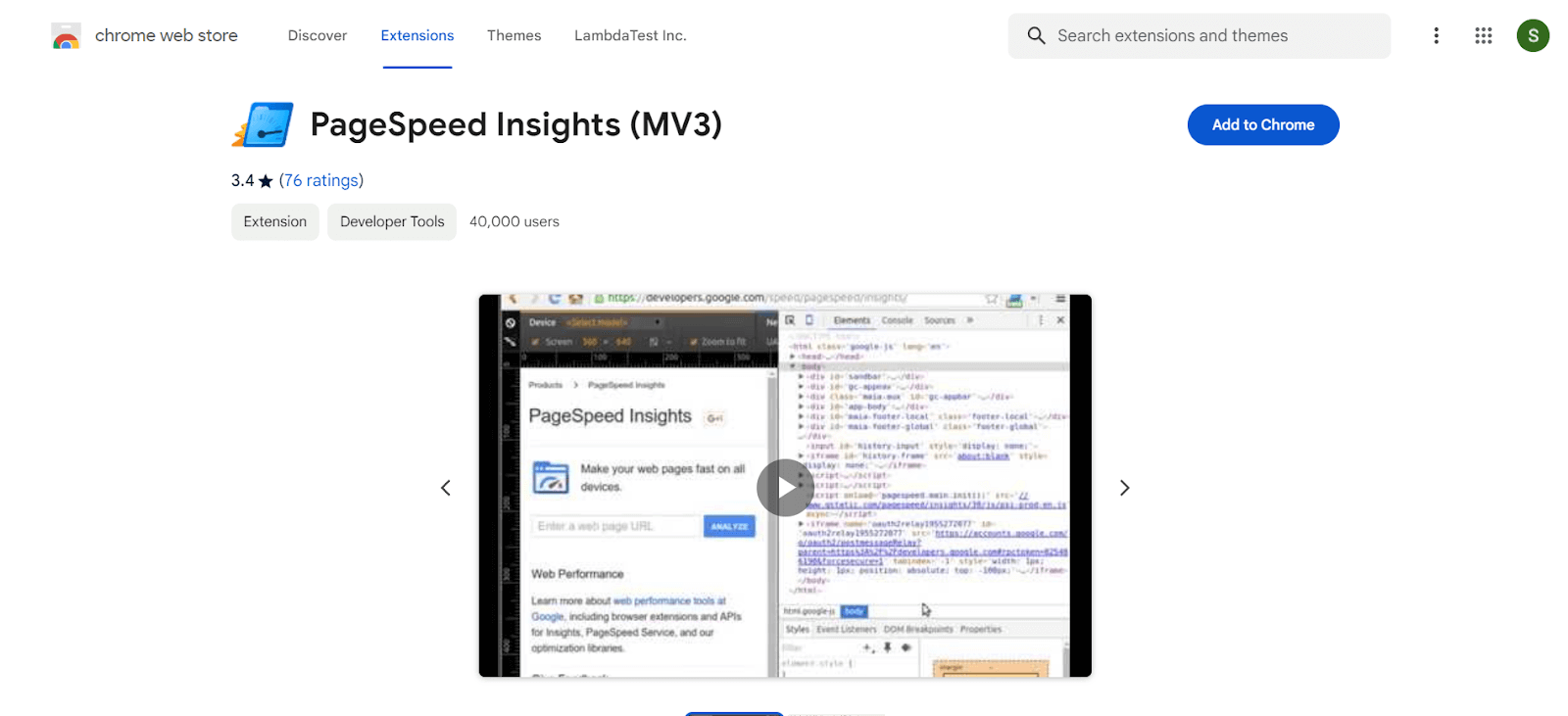 PageSpeed Insights (MV3)