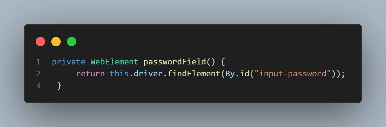 passwordField() method