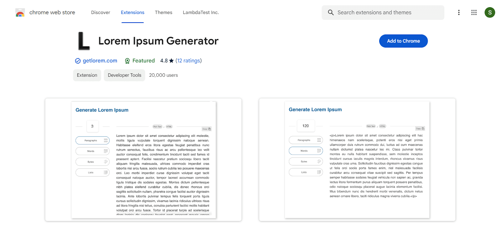 Lorem Ipsum Generator