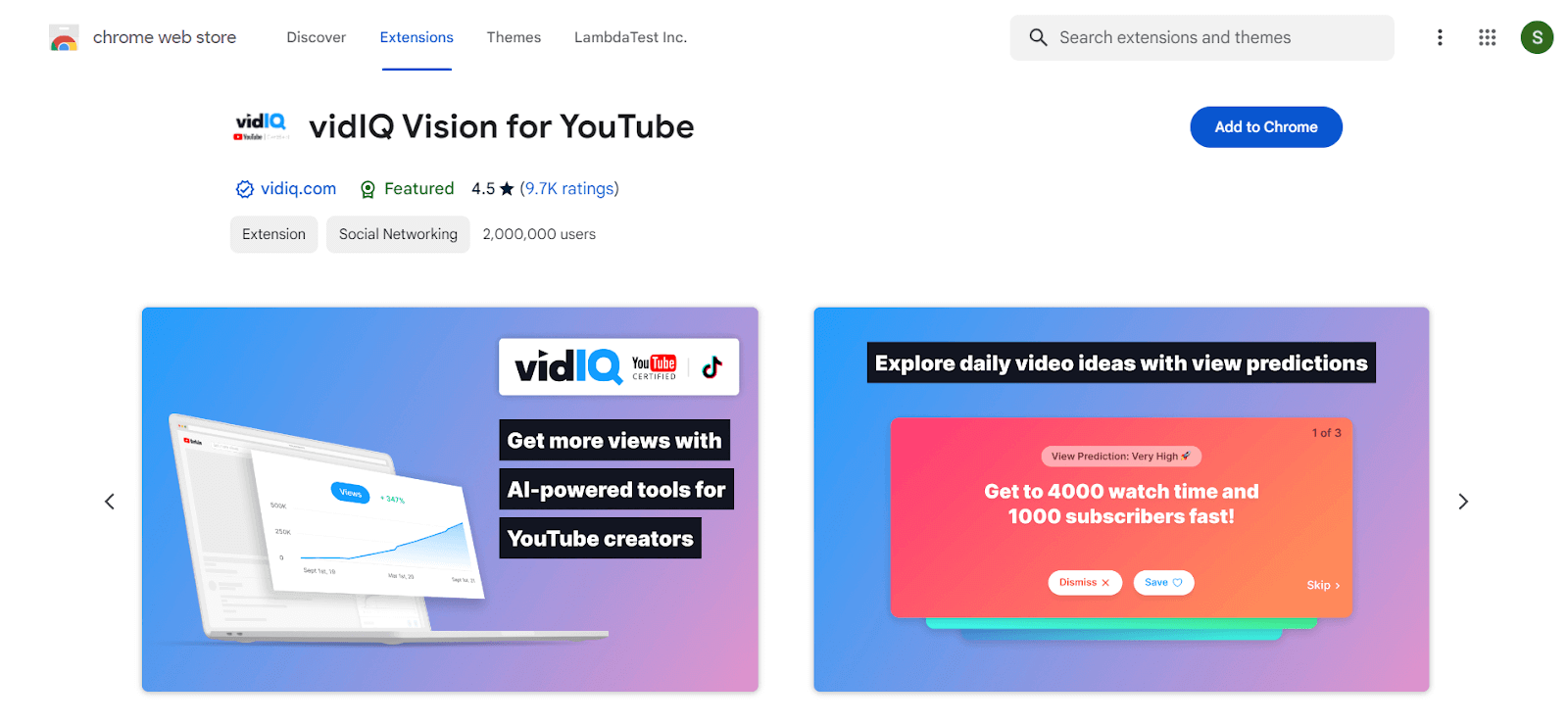 vidIQ Vision for YouTube