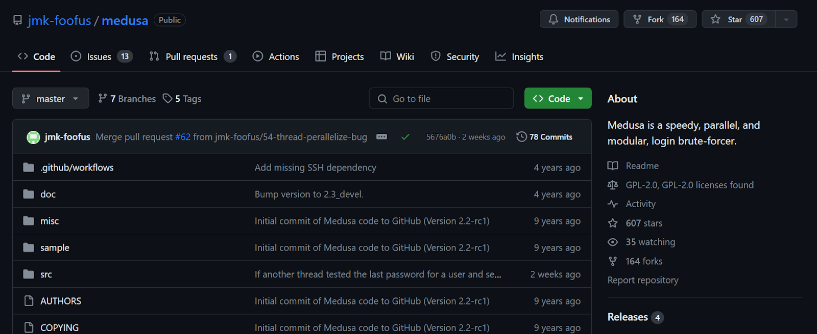 Medusa is a robust command-line brute-force tool