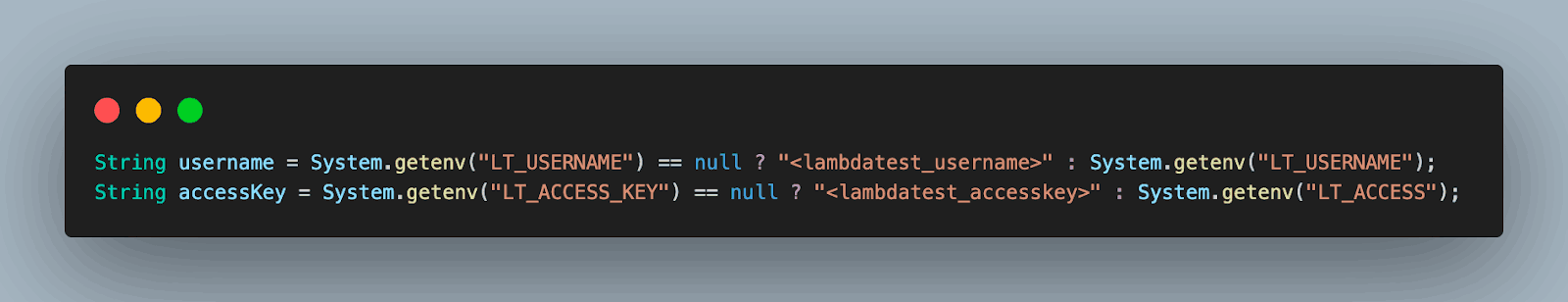 Next would be to add the LambdaTest Username and Access Key