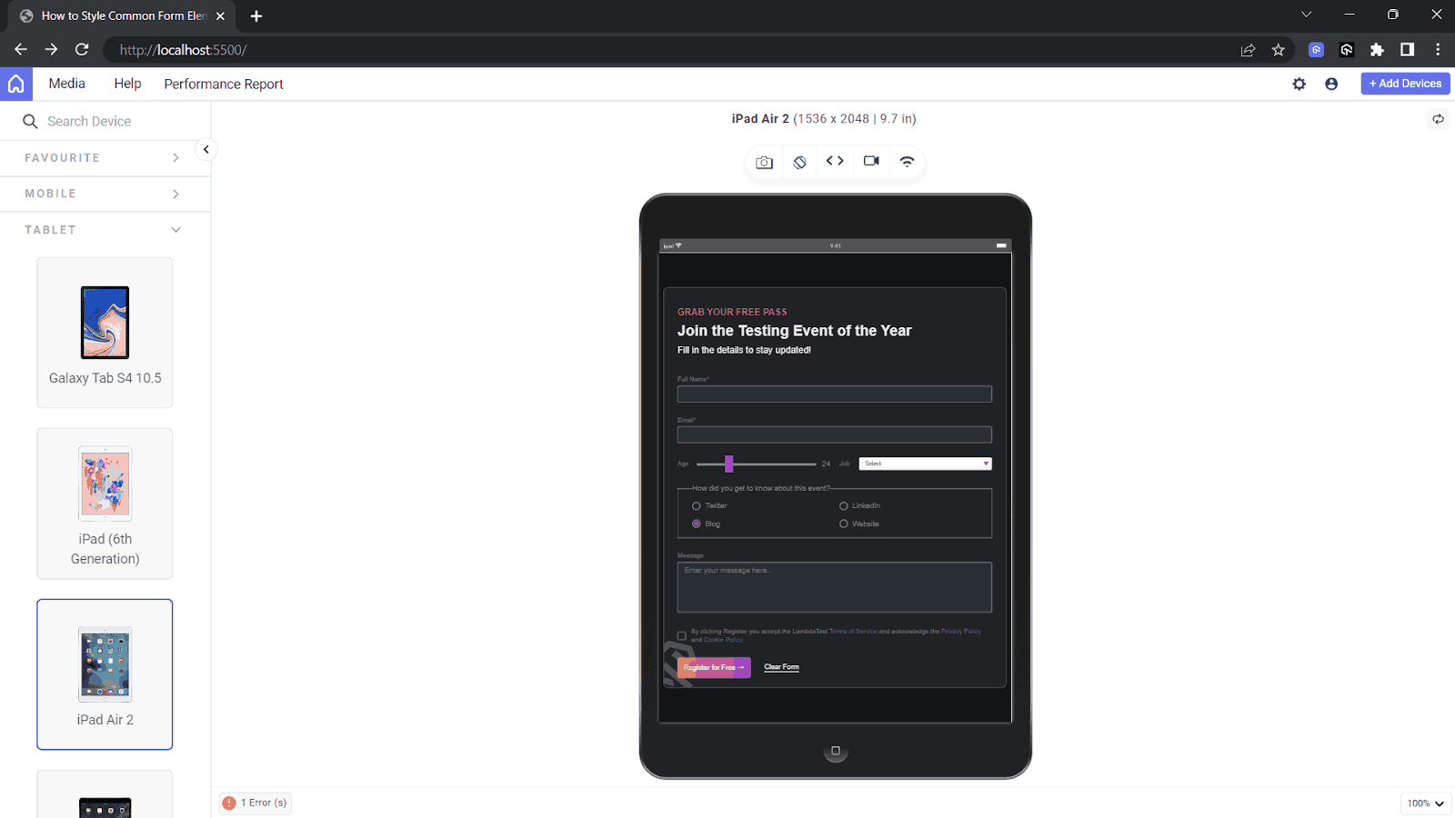 Responsive Testing of CSS Form Design Elements Screen Size (1536x2048)