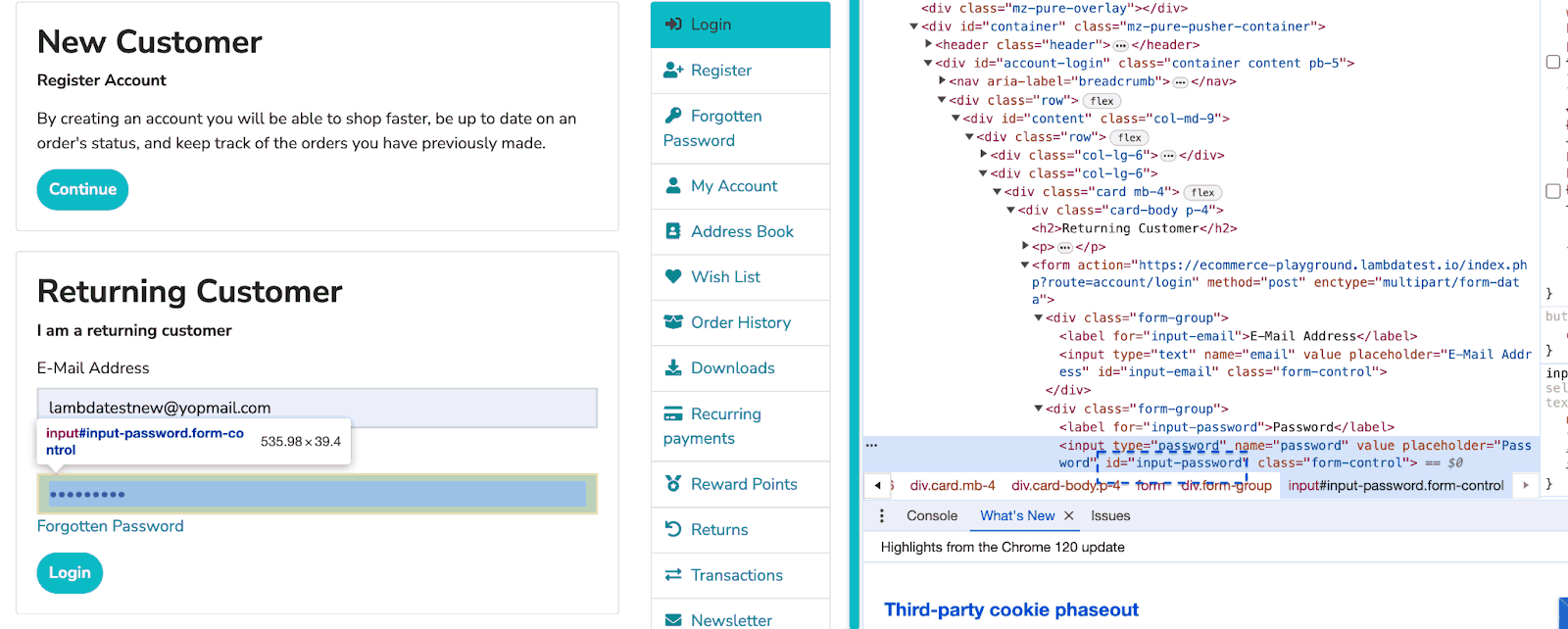  input element with the ID attribute set to input-password.