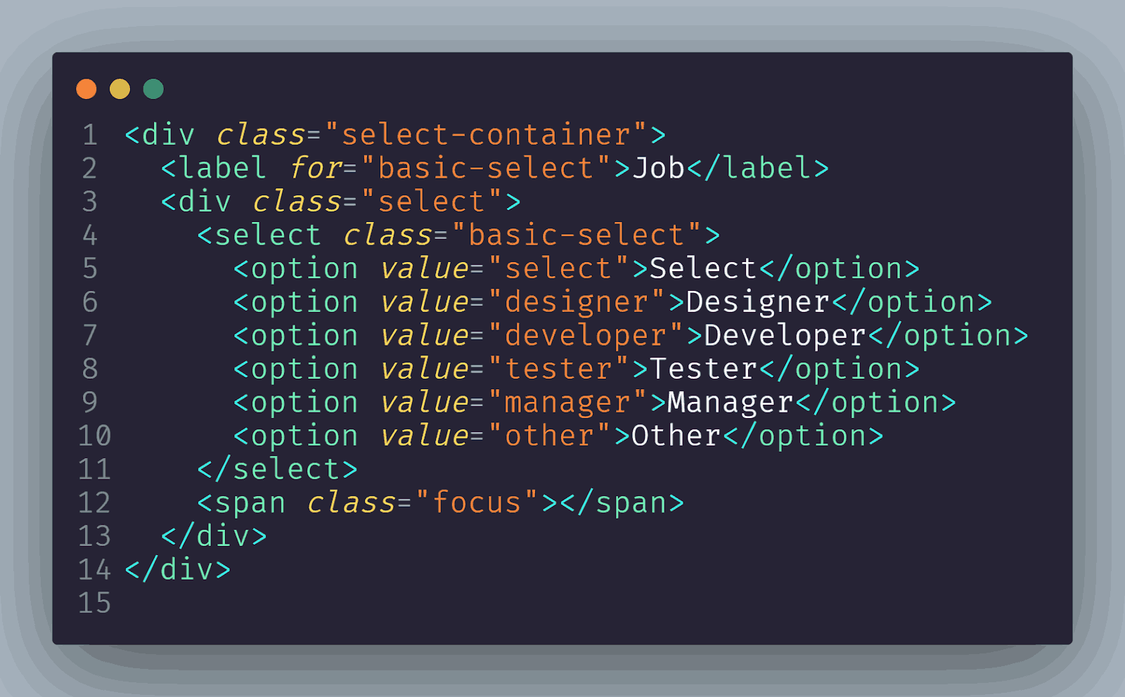 quick overview of the structure of select element