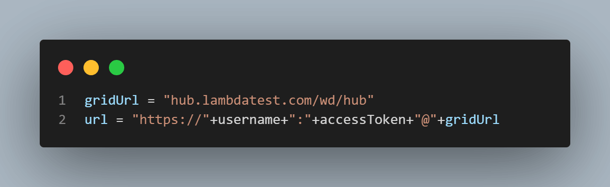  remote URL for running a test over the LambdaTest Selenium Cloud