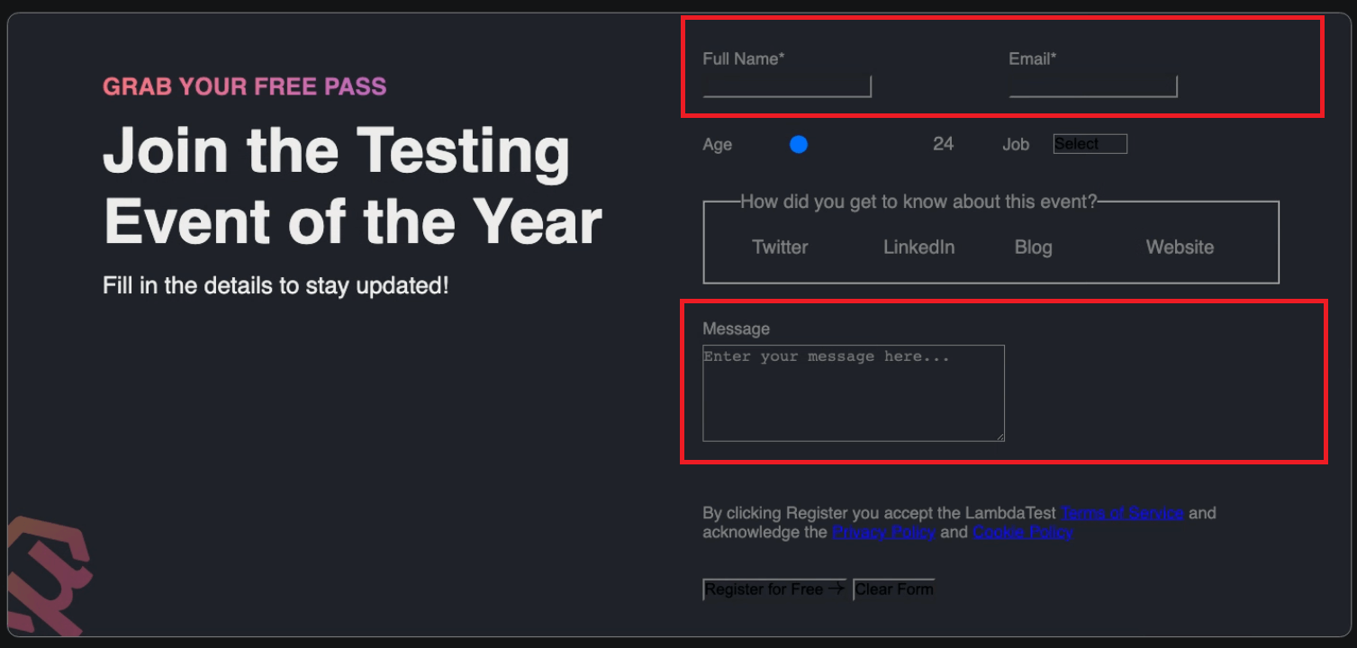 Input and Textarea Fields