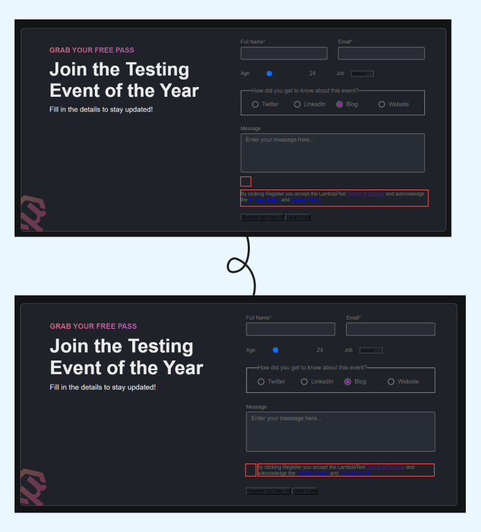 Moving onto the checkbox element, first