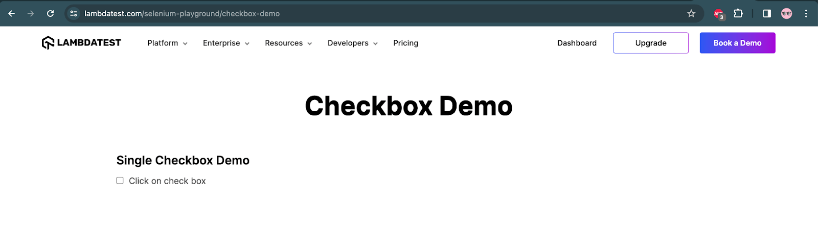 Single Checkbox Demo