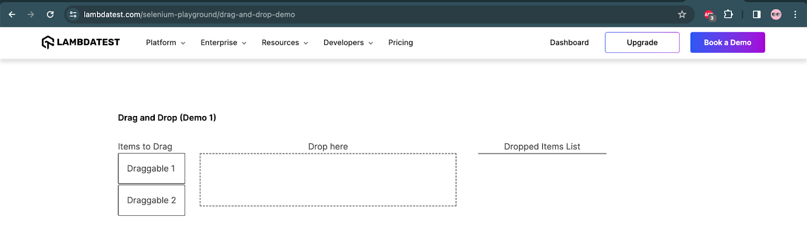 Drag and Drop Demo page