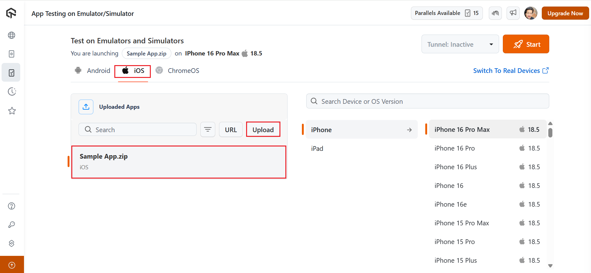 upload mobile app