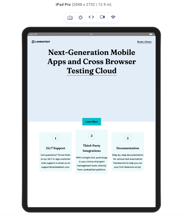 tablet device viewport