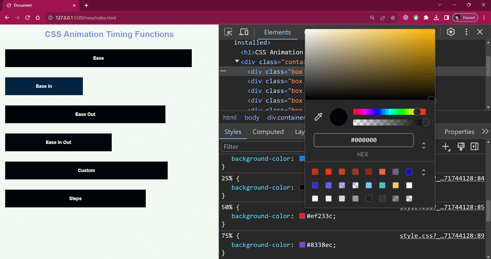 Color Picker From Chrome Developer Tools