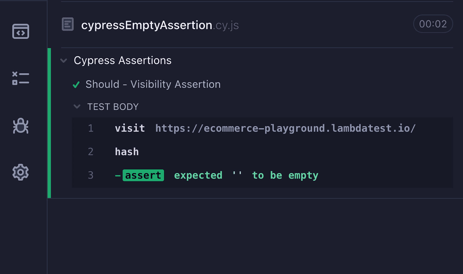 Empty URL hash verification on LambdaTest eCommerce Playground
