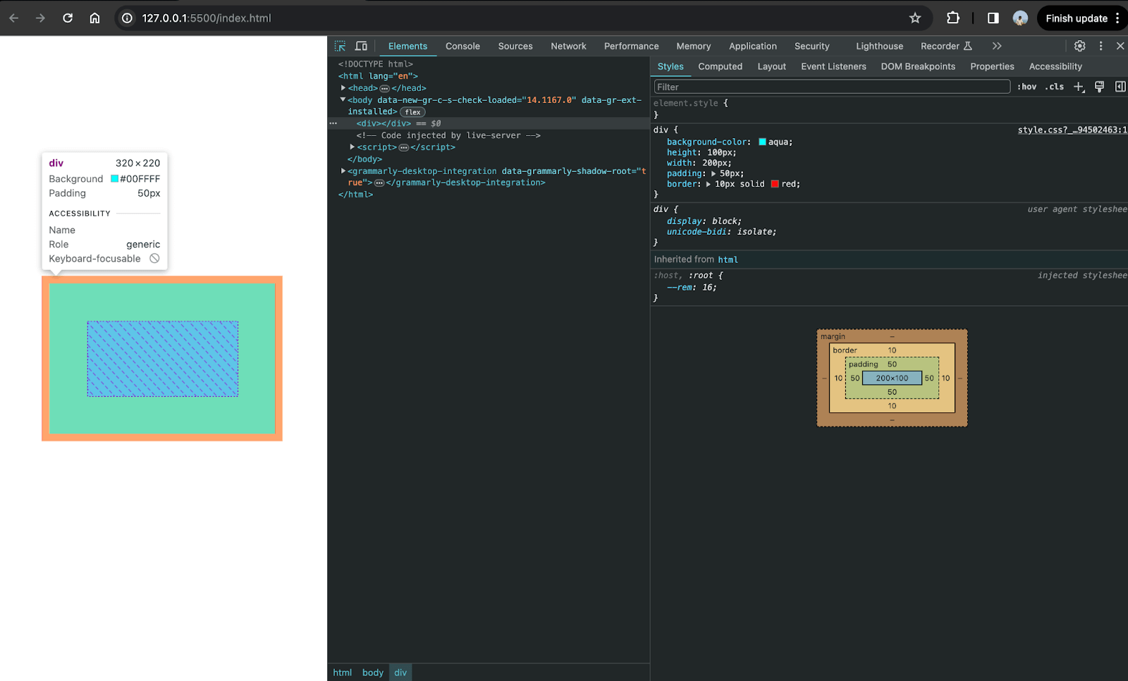 How padding affects the dimensions of the element