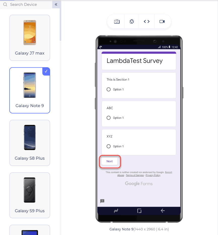 Illustration of a google form divided into multiple segments