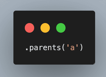 Illustration of the parents a Cypress command traversing up the DOM tree from a span element to select its parent a tag