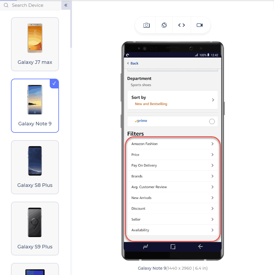 Mobile users filtering products on a smartphone