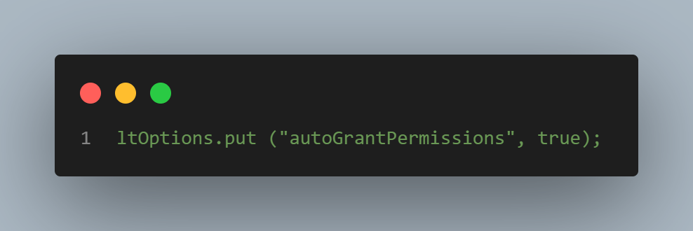 code to grant all permissions