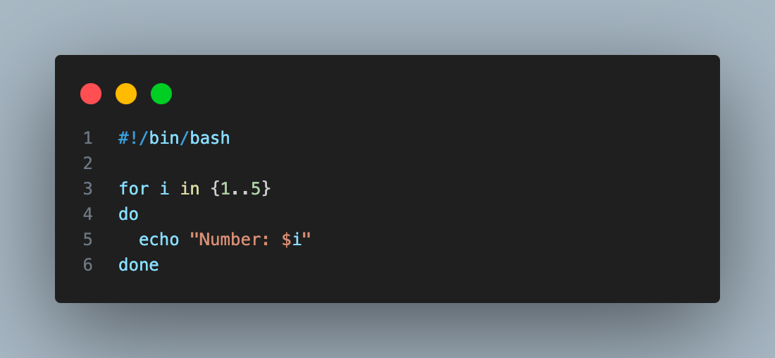 script prints the numbers 1 to 5