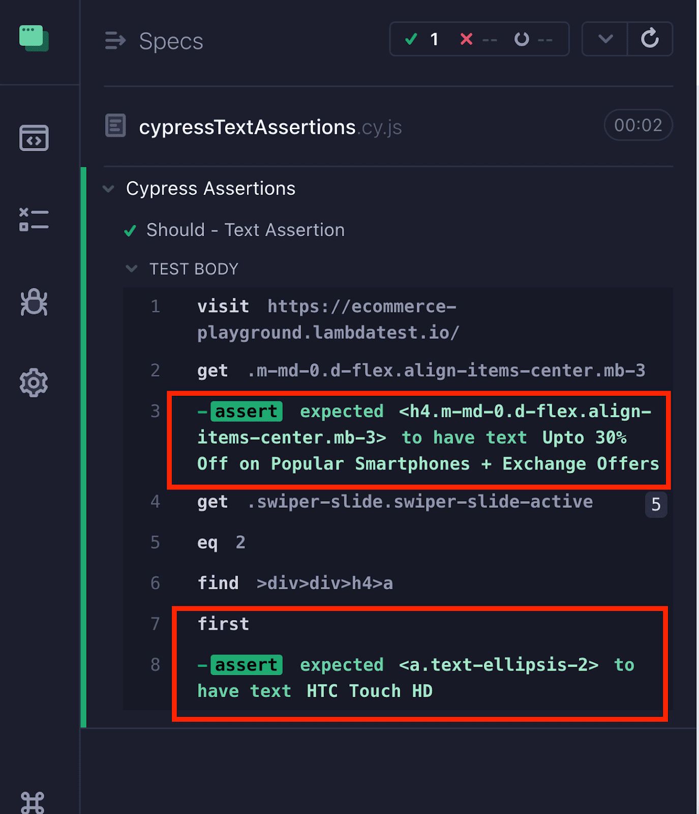 cypressTextAssertions Assert Based on Text 