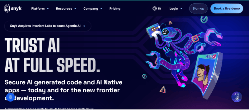 Snyk webpage