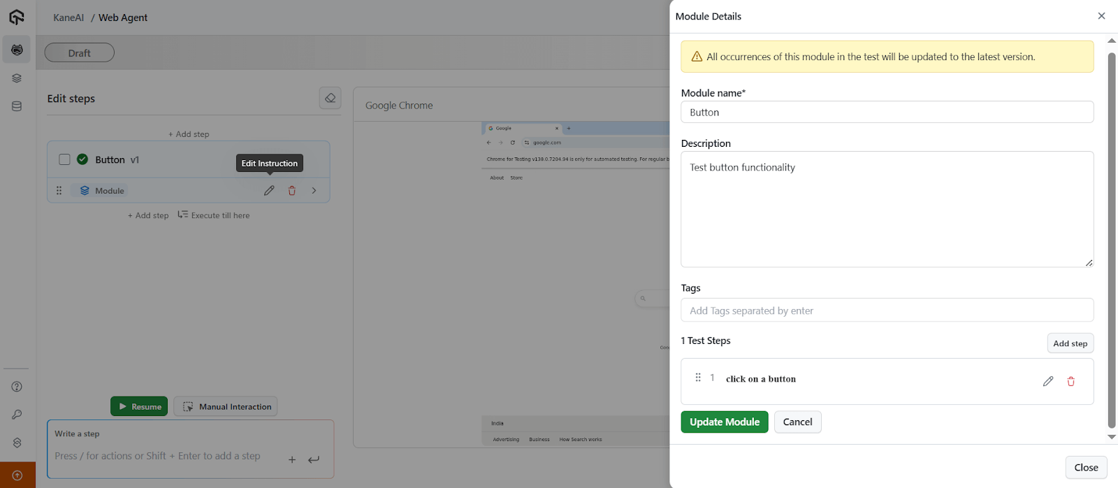 Update Module Steps