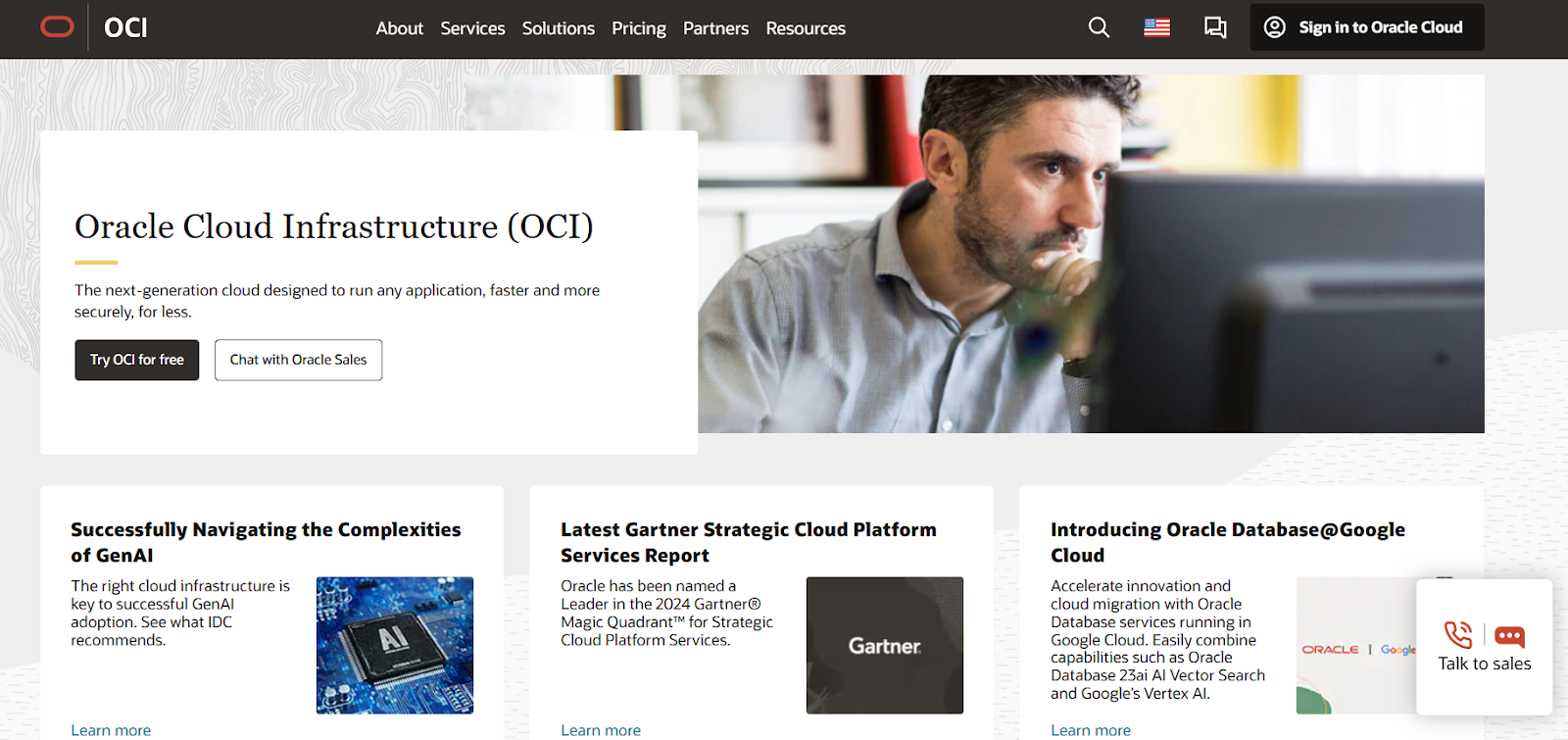 oracle-cloud-infrasture-home-page