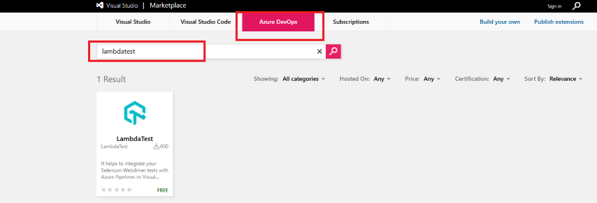 search-lambdatest-azure-devops