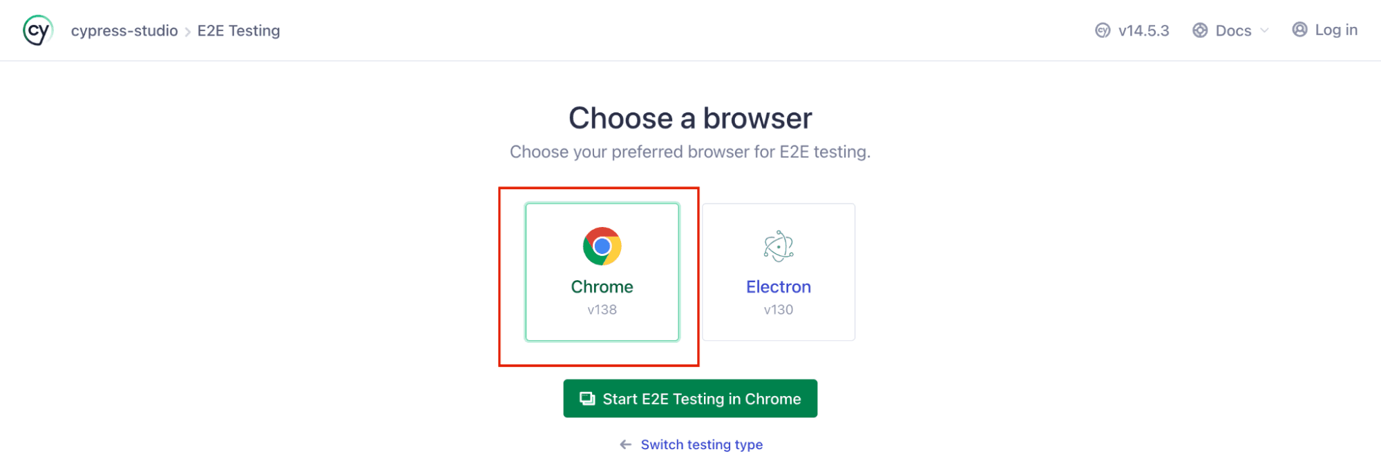 Start E2E Testing in Chrome