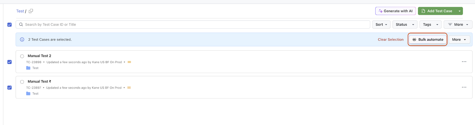 Bulk Conversion with kaneAI Manual to Automated Tests