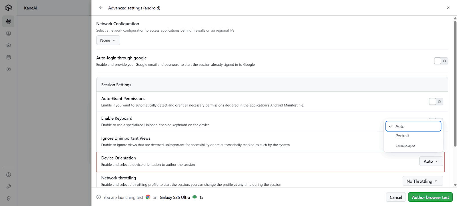 Device Orientation Control